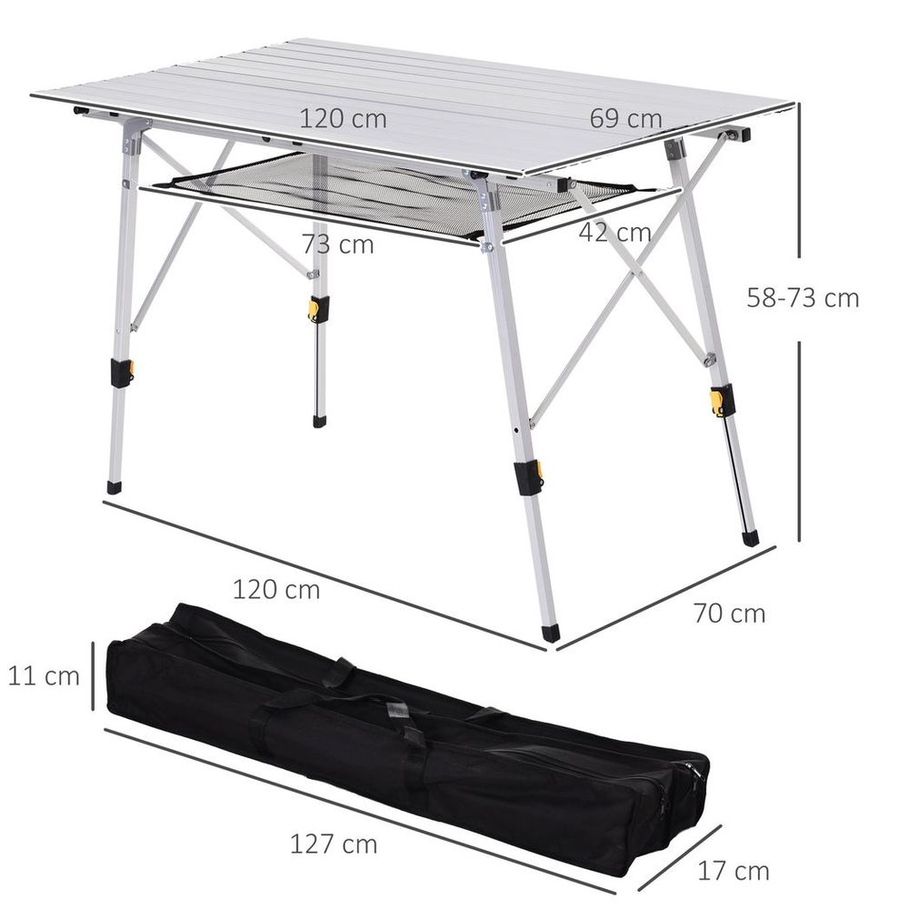 Portable Roll-up Aluminium Folding Picnic Table Outdoor BBQ Party - anydaydirect