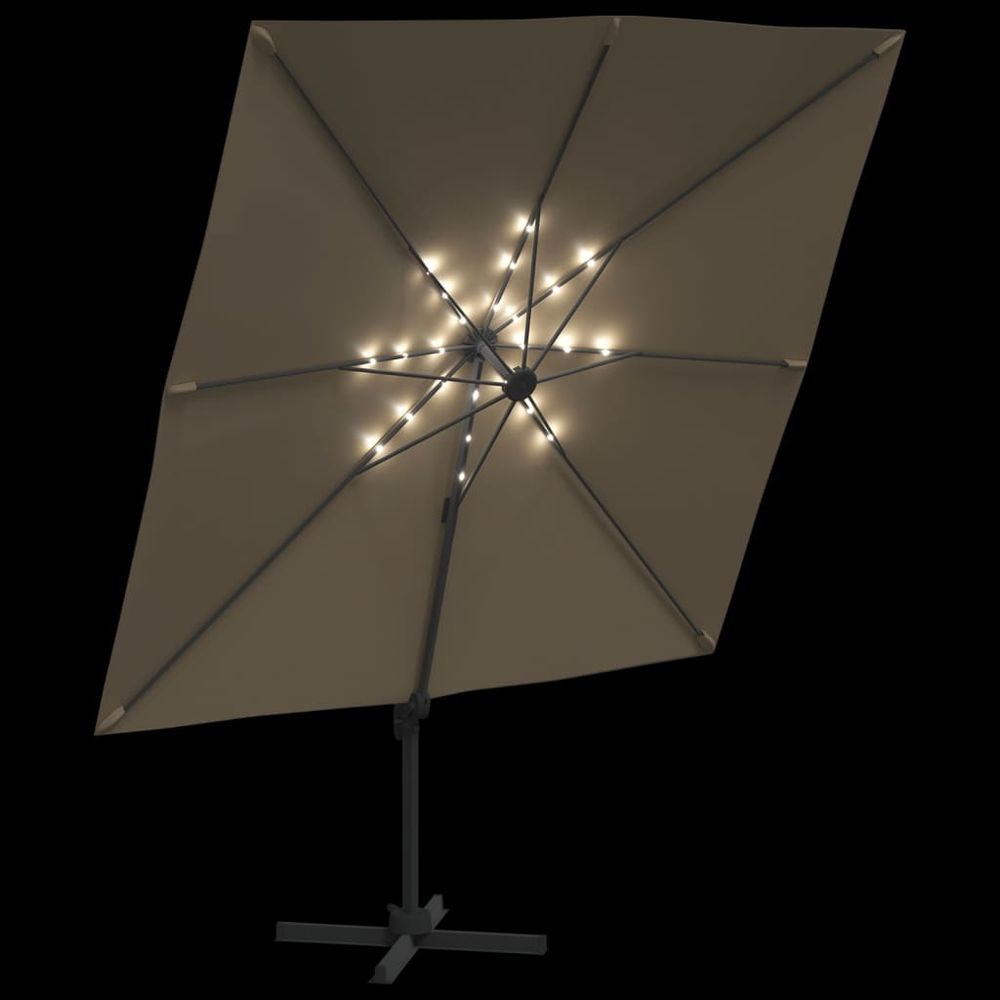 LED Cantilever Umbrella Taupe 400x300 cm - anydaydirect