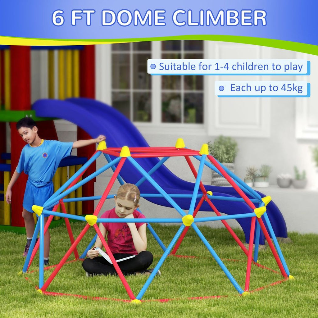 Outsunny 6 FT Dome Climber, Jungle Gym with Rust and UV Resistant Steel Frame - anydaydirect