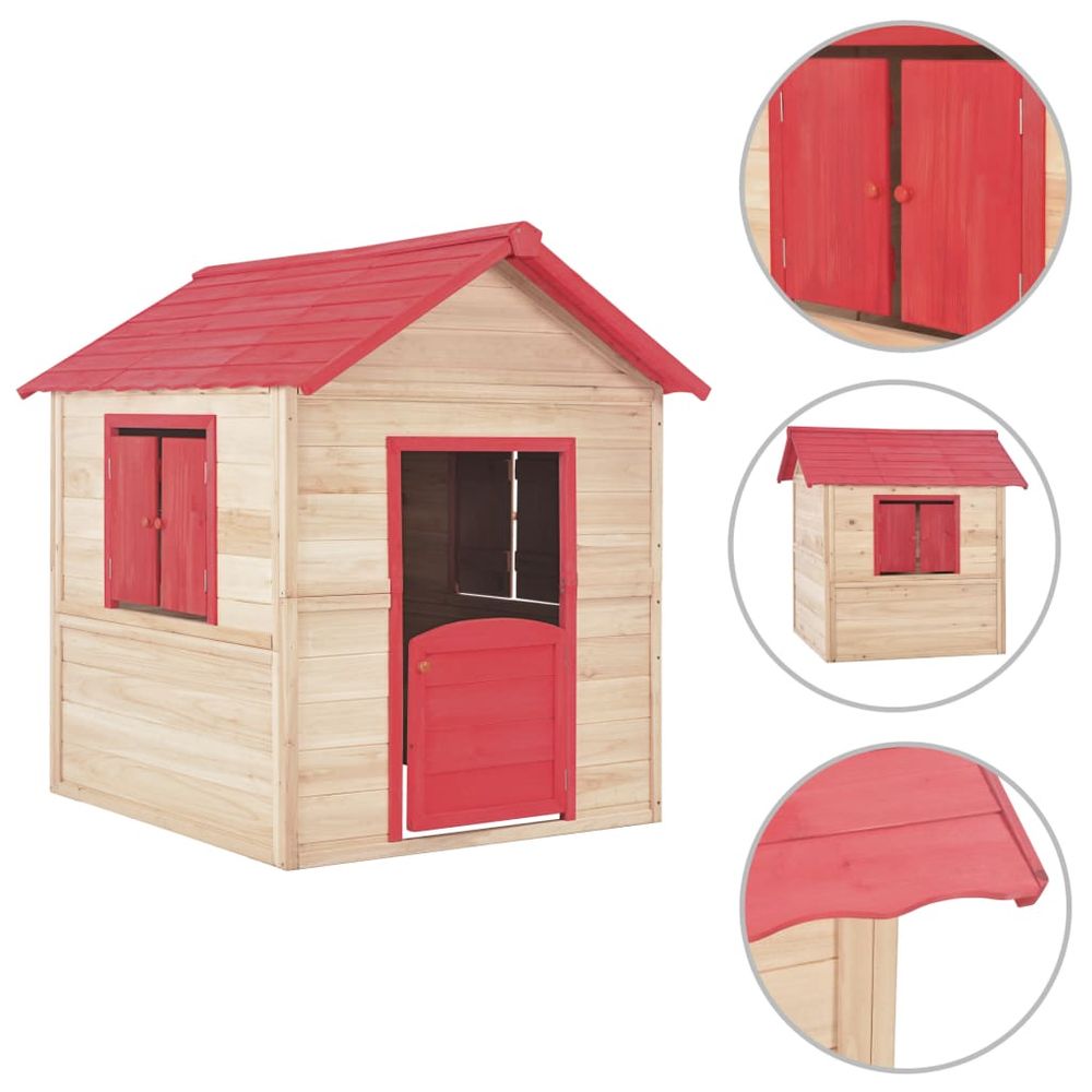 Kids Play House Fir Wood Green or Red - anydaydirect