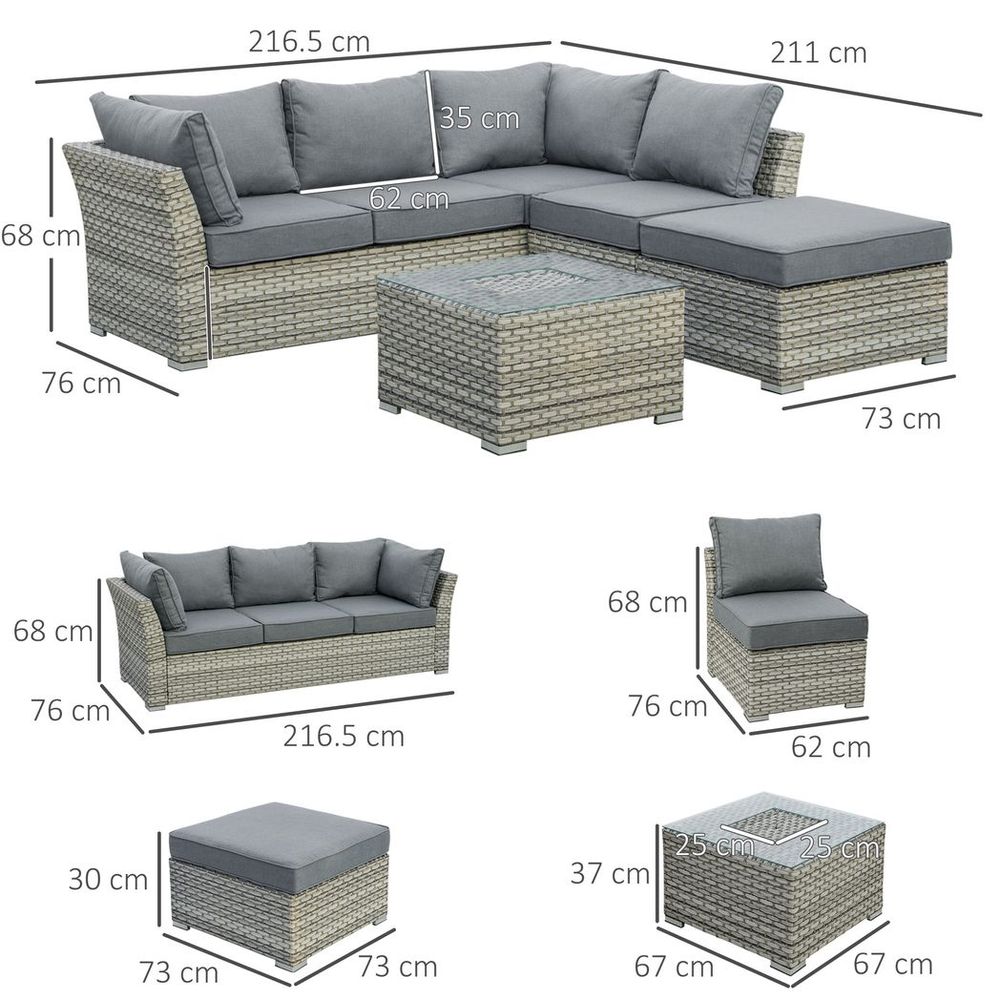 Patio PE Rattan Sofa Sectional Conversation Furniture Set w/ Ice Bucket - anydaydirect