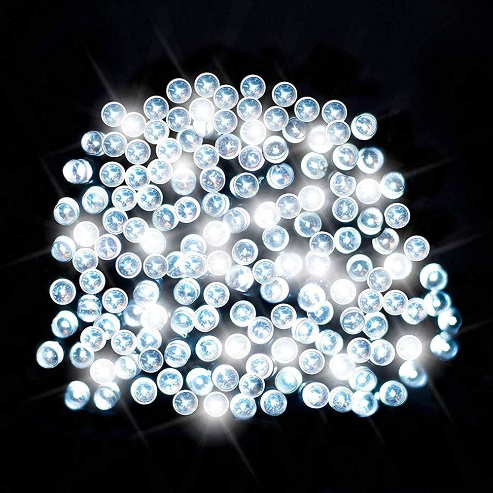 Planet Solar 200 White Outdoor String Solar Powered Water Resistant Fairy Lights 20m - anydaydirect