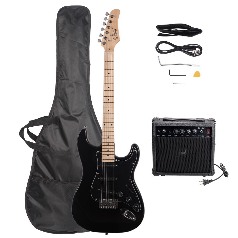 Glarry GST Stylish Electric Guitar Kit with Black Pickguard Black - anydaydirect