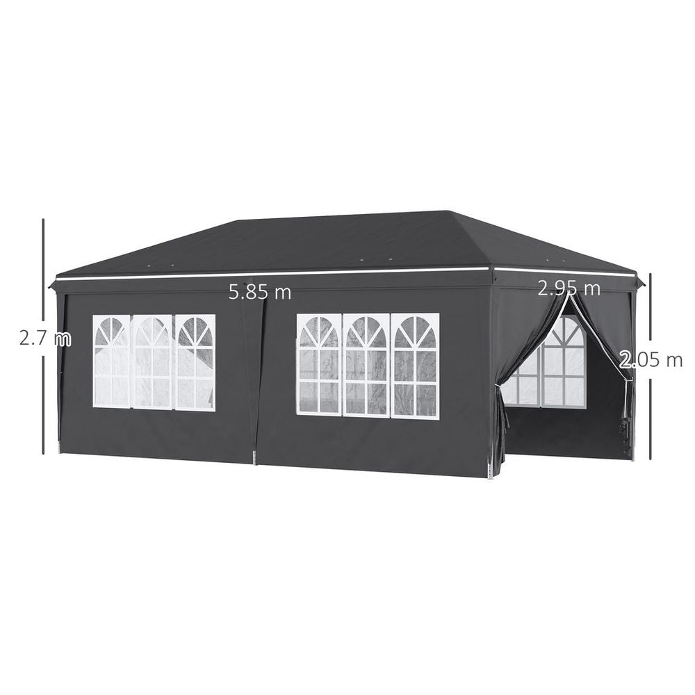 3 x 6m Pop Up Gazebo Height Adjustable Party Tent w/ Storage Bag Black - anydaydirect