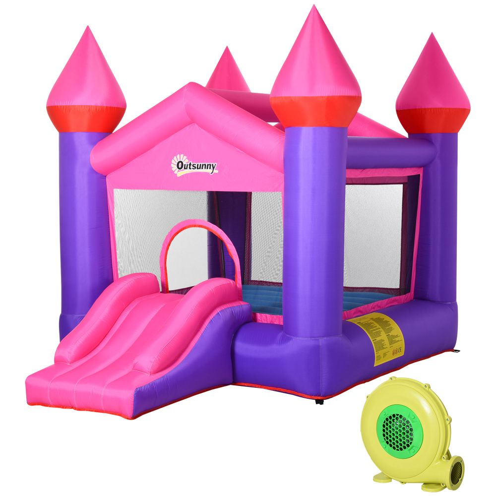 Bouncy Castle With Slide Inflatable Trampoline w/ Blower Multi-color - anydaydirect