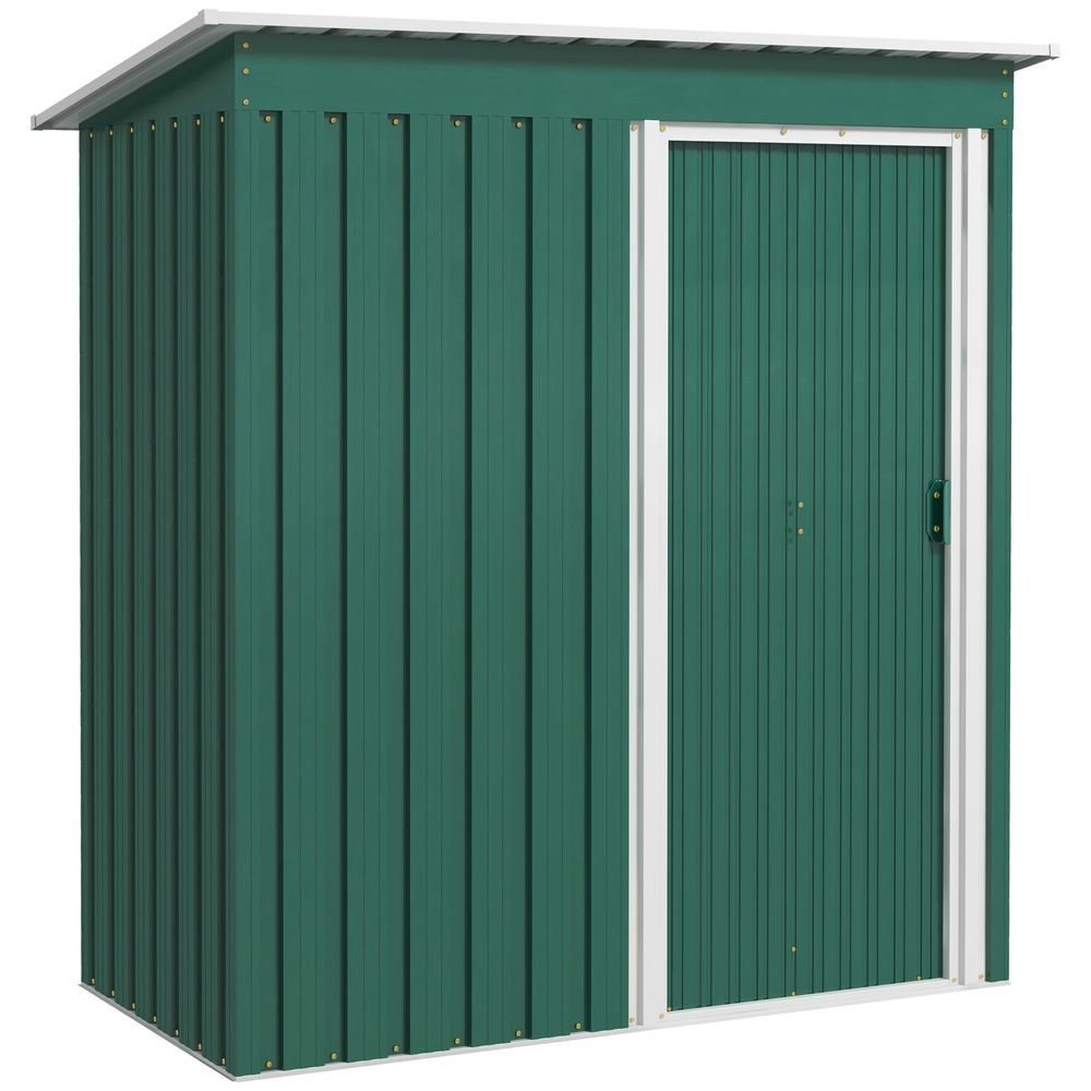 Outsunny 5 x 3ft Garden Storage Shed Sliding Door Sloped Roof Tool Green - anydaydirect