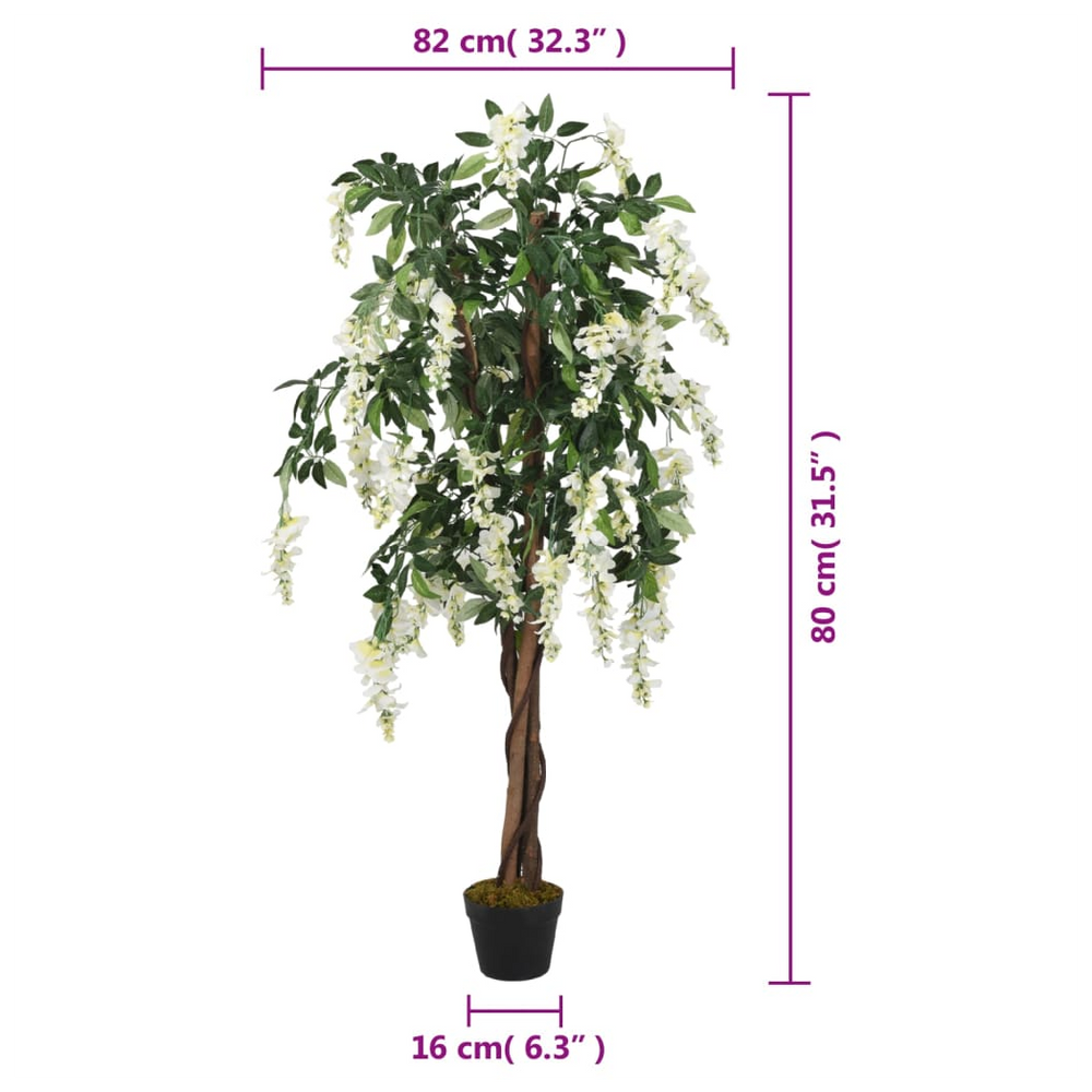 vidaXL Artificial Wisteria Tree 560 Leaves 80 cm Green and White - anydaydirect