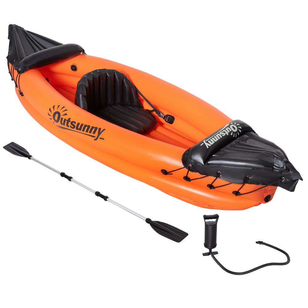 Inflatable Kayak, 1-Person Inflatable Boat, Inflatable Canoe Set  Outsunny - anydaydirect