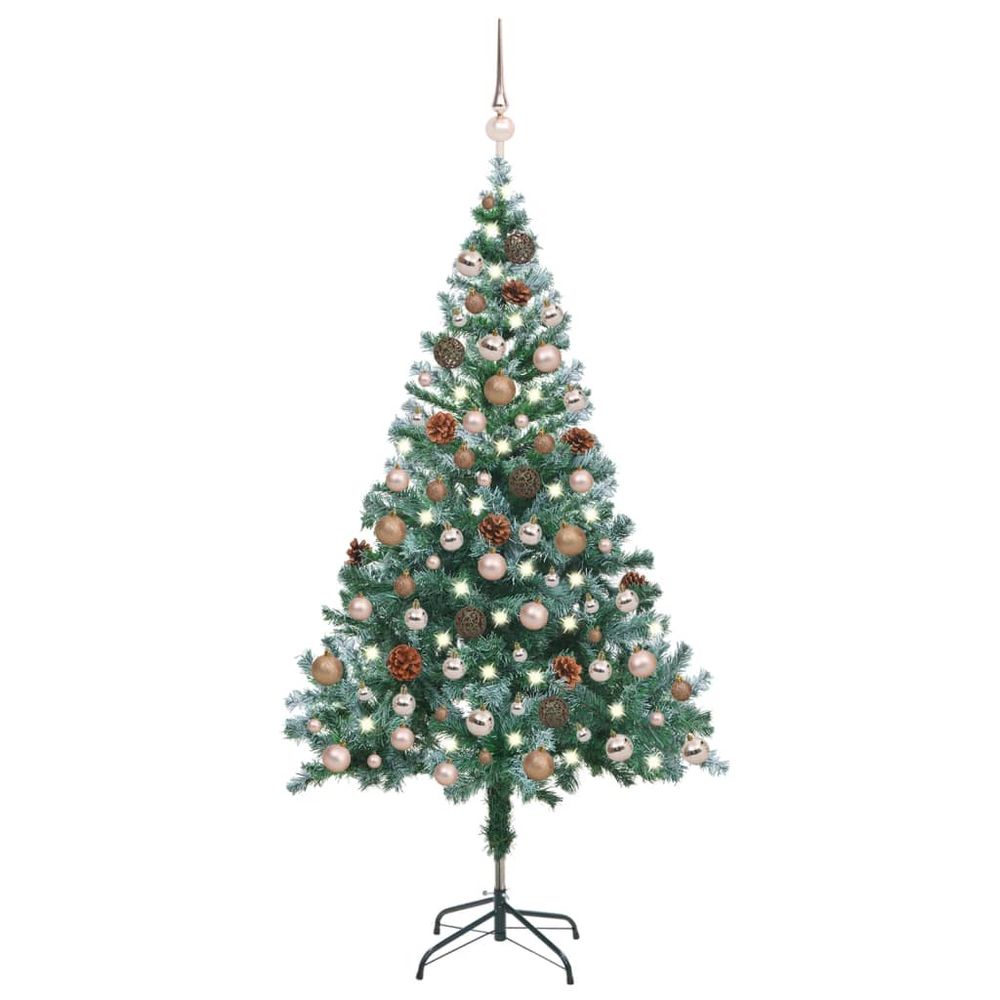 Frosted Christmas Tree with LEDs & Ball Set & Pinecones 150 cm to 210 cm - anydaydirect