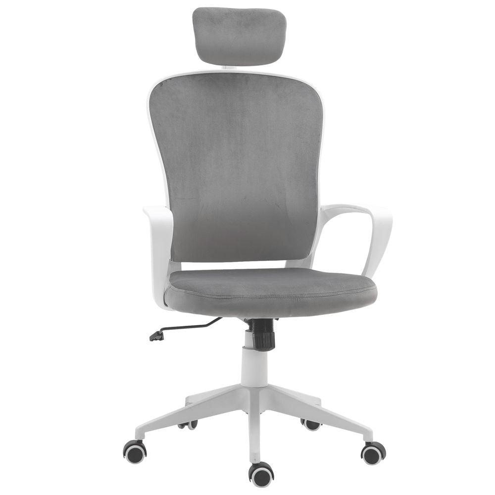 High-Back Office Chair Home Rocking w/ Wheel, Up-Down Headrest, Grey Vinsetto - anydaydirect