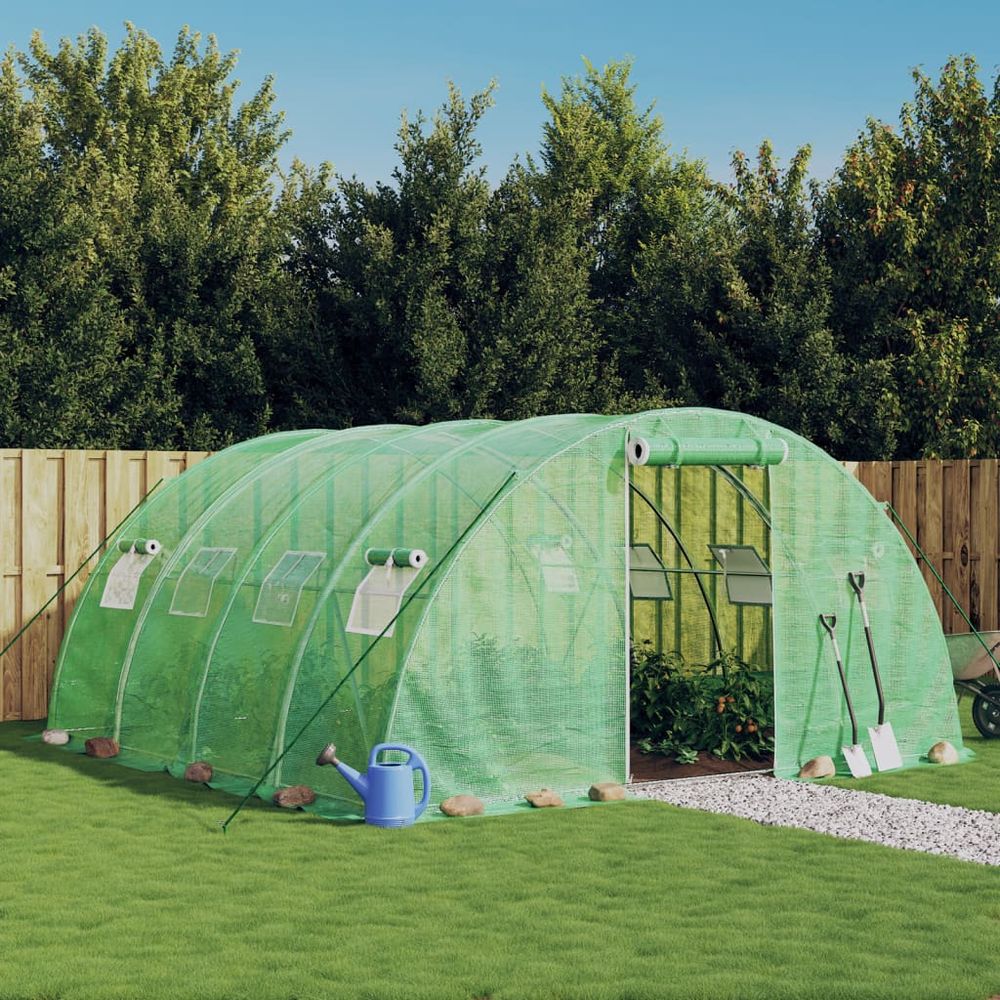 vidaXL Greenhouse with Steel Frame Green 16 m² 4x4x2 m - anydaydirect