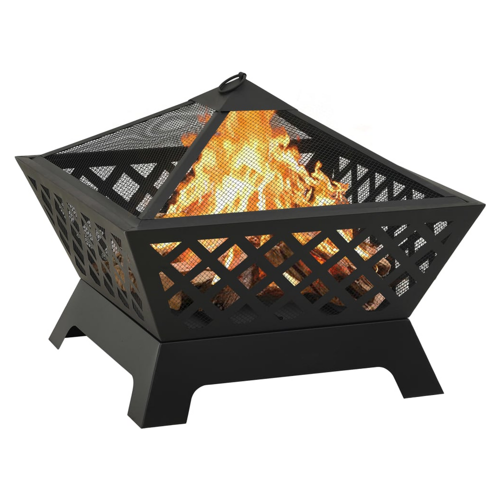 Fire Pit with Poker 64 cm XXL Steel - anydaydirect