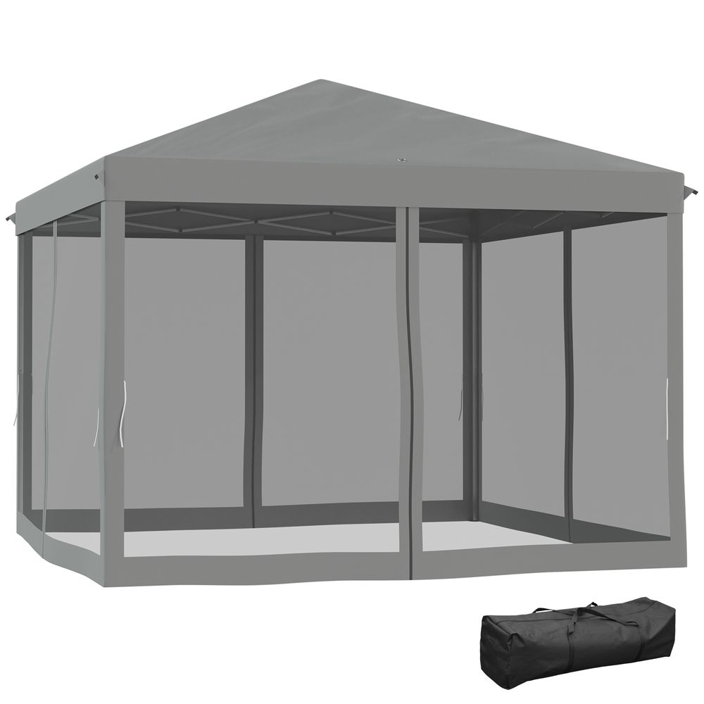 Heavy Duty Pop Up Gazebo with Removable Mesh Sidewall Netting Gray - anydaydirect