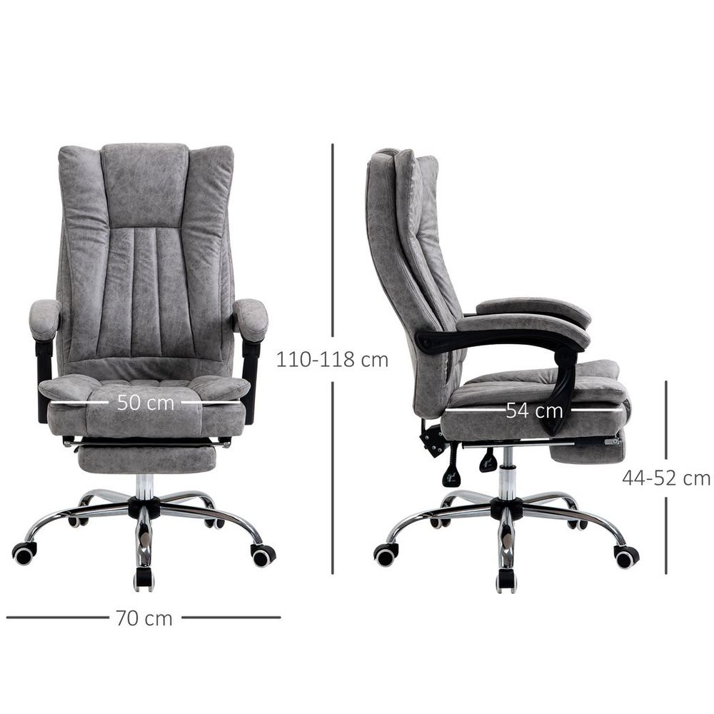 Executive Office Chair Computer Swivel Chair for Home with Arm, Footrest, Grey - anydaydirect