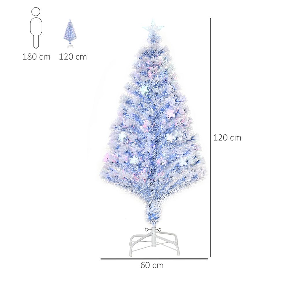 Artificial Fibre Christmas Tree Seasonal Deco 16 LED Easy Store 4FT White Blue - anydaydirect