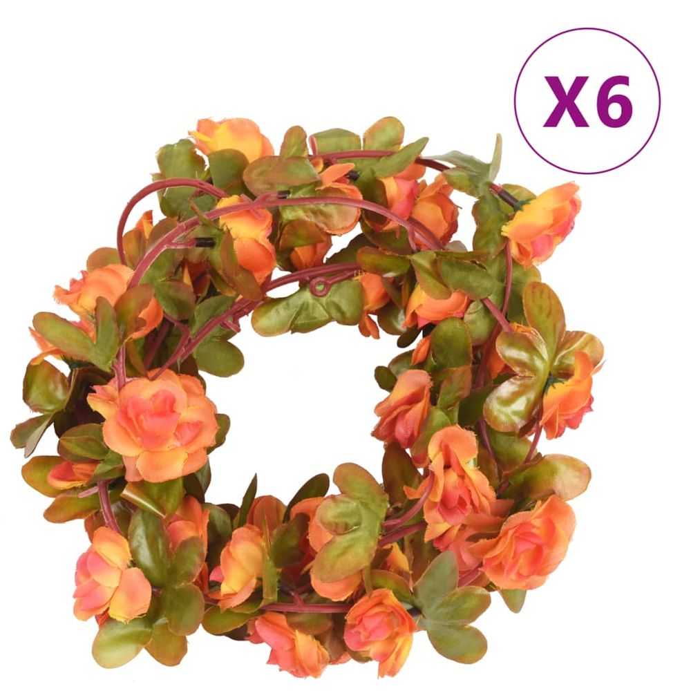 vidaXL Artificial Flower Garlands 6 pcs Orange 250 cm - anydaydirect