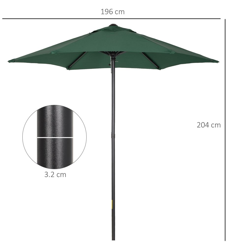 1.96m Parasol Patio Umbrella, Green - anydaydirect