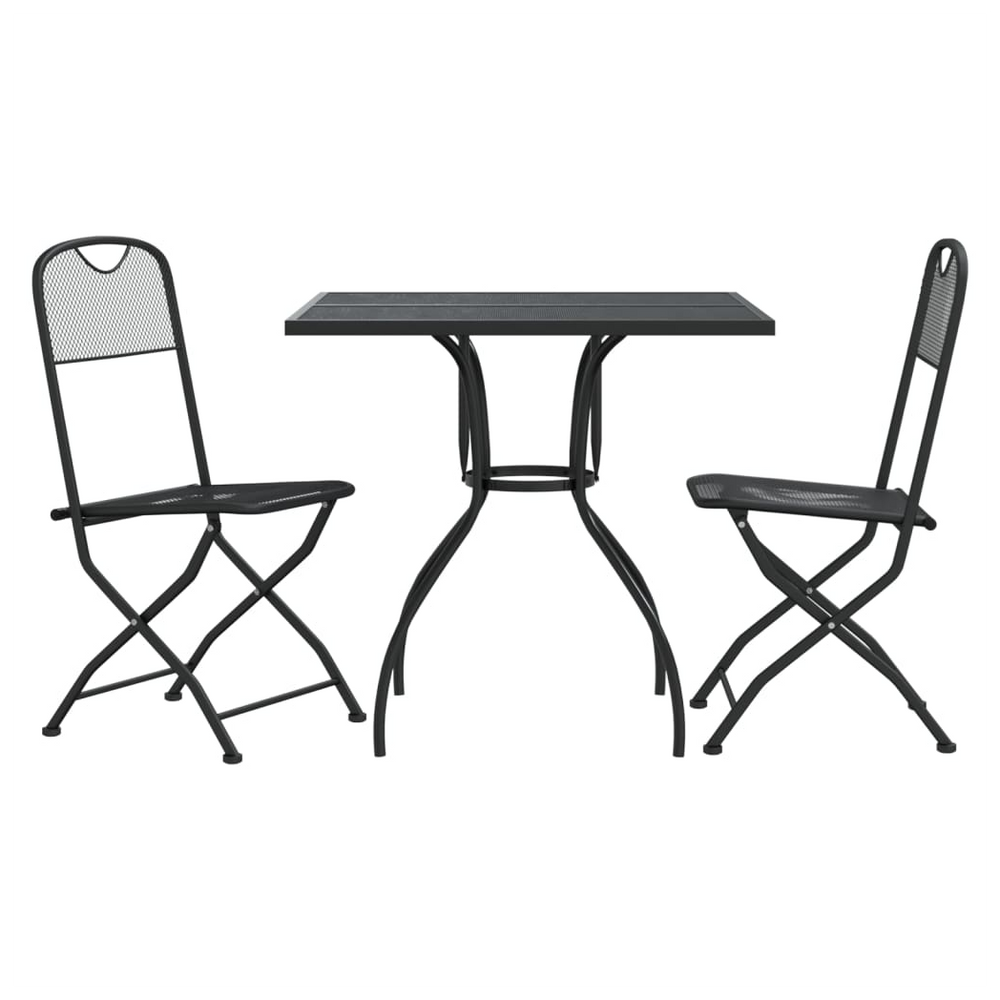 vidaXL 3 Piece Garden Dining Set Anthracite Metal Mesh - anydaydirect