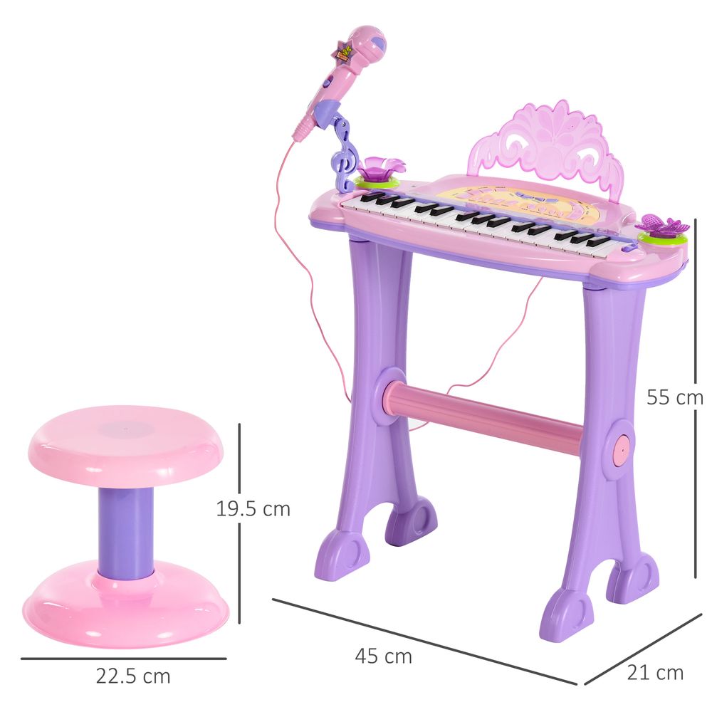 Mini Battery Organ Piano Microphone Stool 32 Key Keyboard Kids Toy - anydaydirect