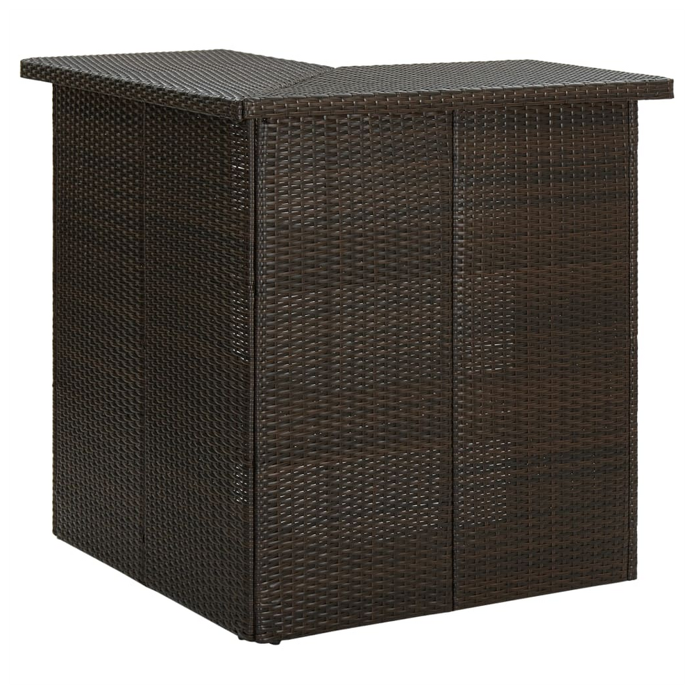 Corner Bar Table Brown 100x50x105 cm Poly Rattan - anydaydirect