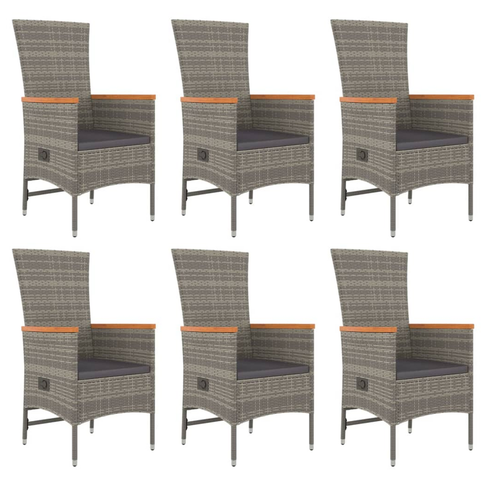 7 Piece Garden Dining Set Grey Poly Rattan&Solid Wood Acacia - anydaydirect