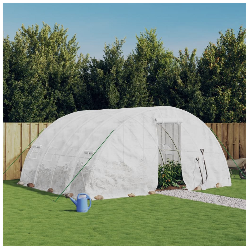 vidaXL Greenhouse with Steel Frame White 20 m² 5x4x2.3 m - anydaydirect