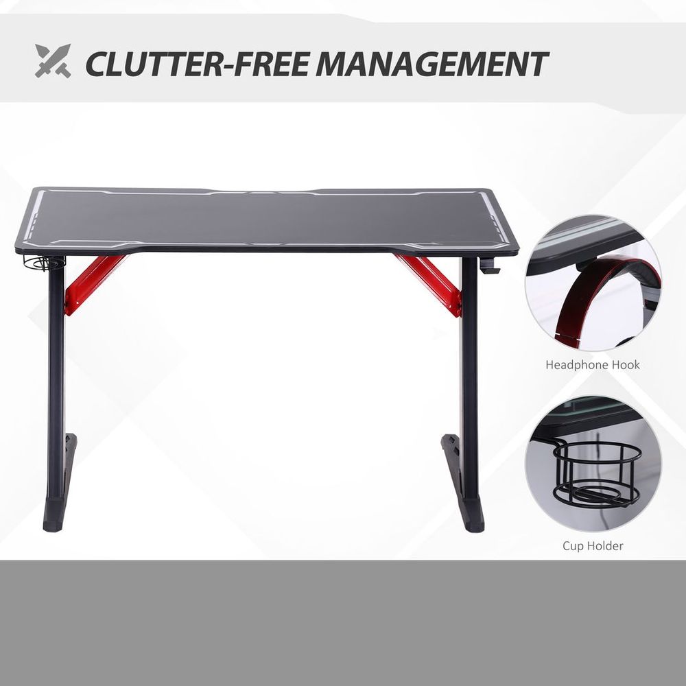 1.2m Computer Gaming Desk LED Light w/ Cup Holder Headphone Hook E-Sport - anydaydirect