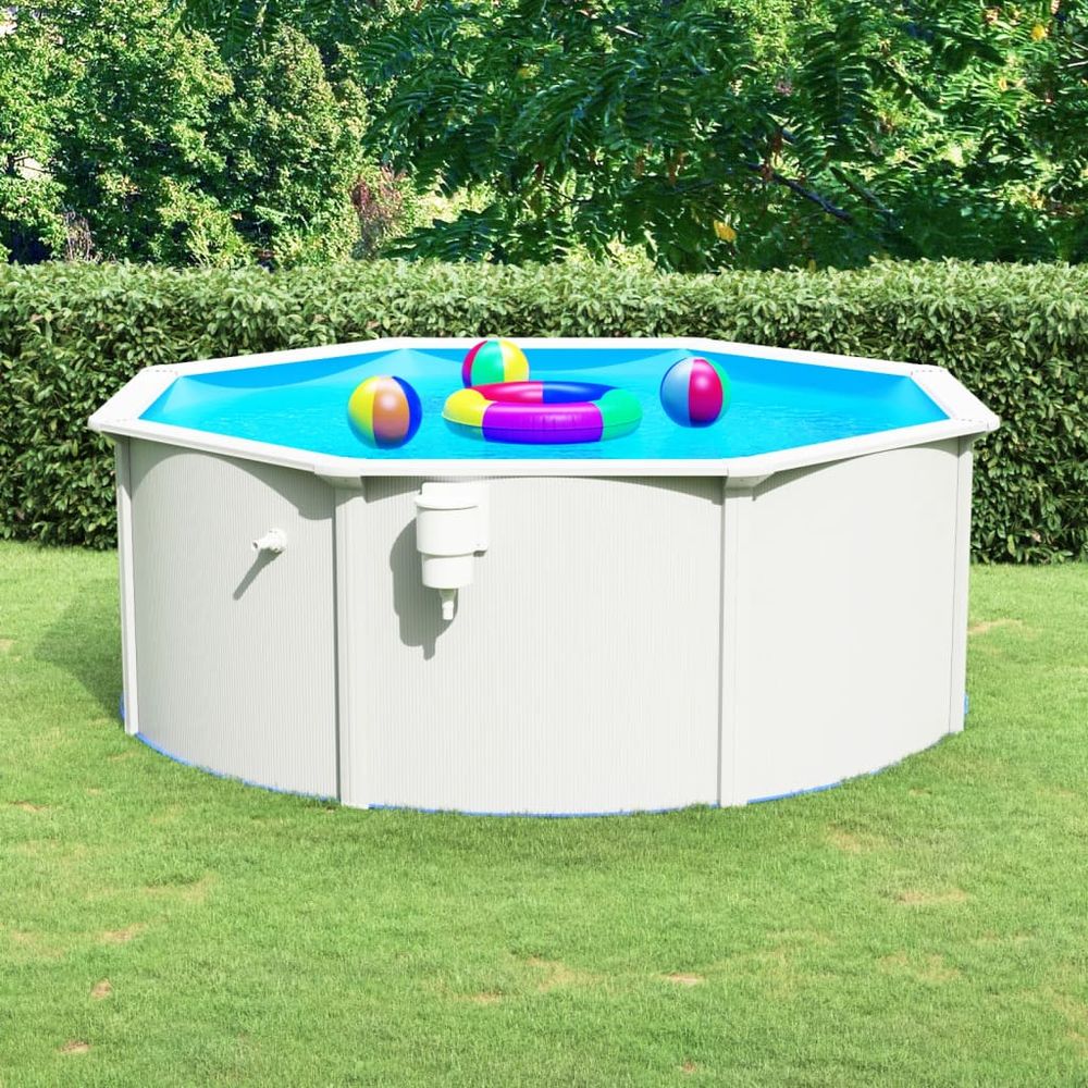 Swimming Pool with Steel Wall 360x120 cm White - anydaydirect
