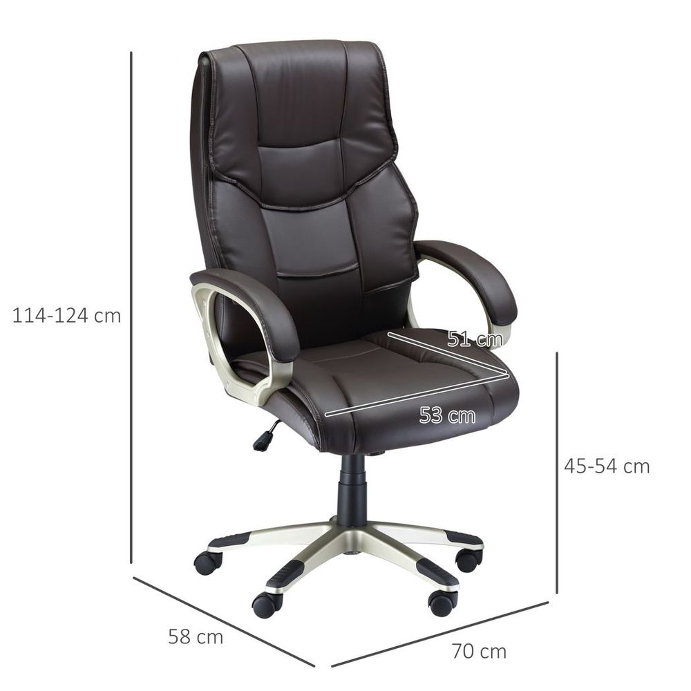 Executive Computer Office Desk Chair High Back Faux Leather Swivel Chair Brown - anydaydirect