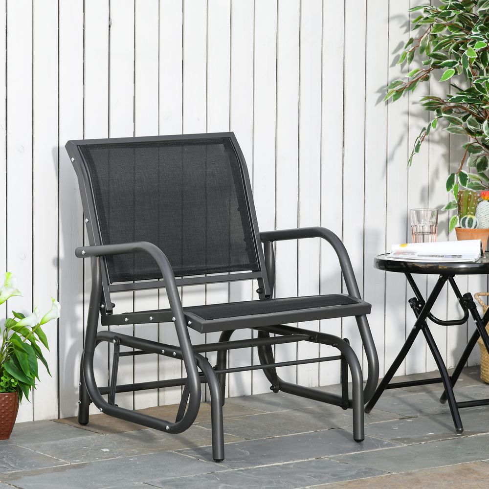Outdoor Gliding Swing Chair Garden Seat w/ Mesh Seat Curved Back Steel Frame - anydaydirect
