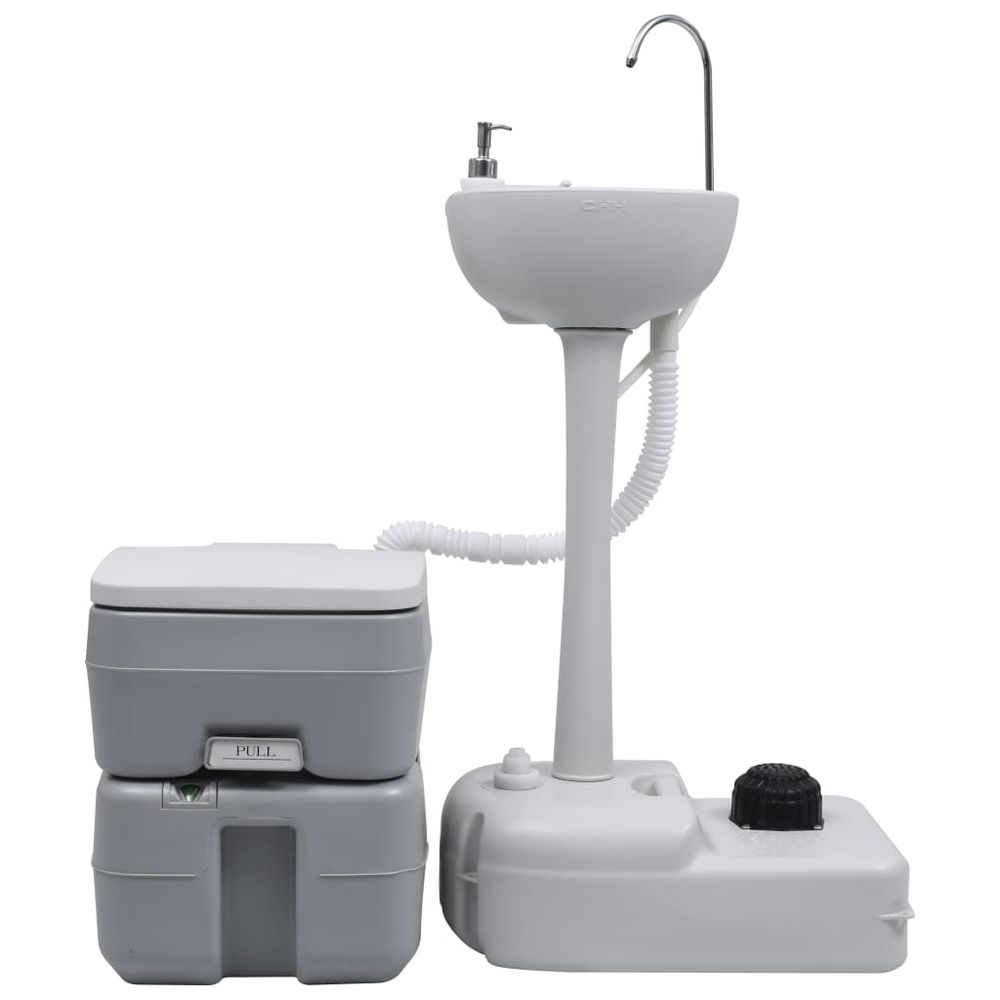 Portable Camping Toilet and Handwash Stand Set with Water Tank - anydaydirect