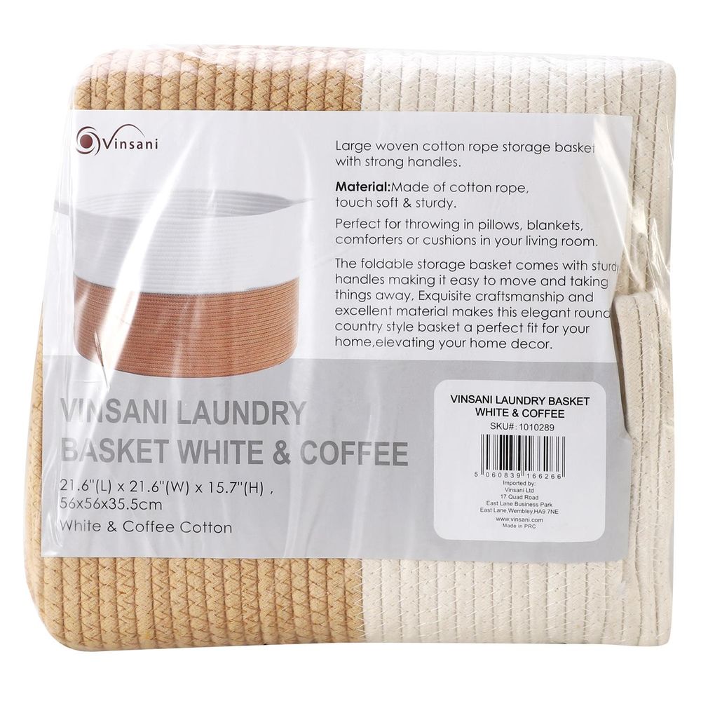 Laundry Basket Natural Cotton Hand-Woven Rope Hamper Minimalist Storage - anydaydirect