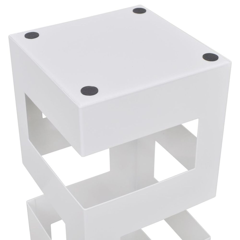 White Square Umbrella Stand Storage Holder Walking Stick Steel 48.5 cm - anydaydirect