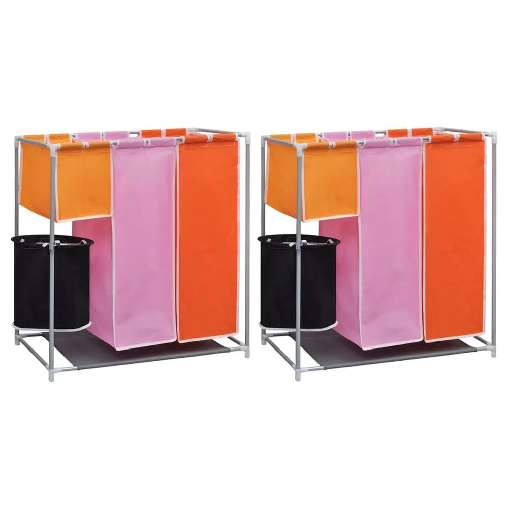 3-Section Laundry Sorter Hampers 2 pcs with a Washing Bin - anydaydirect