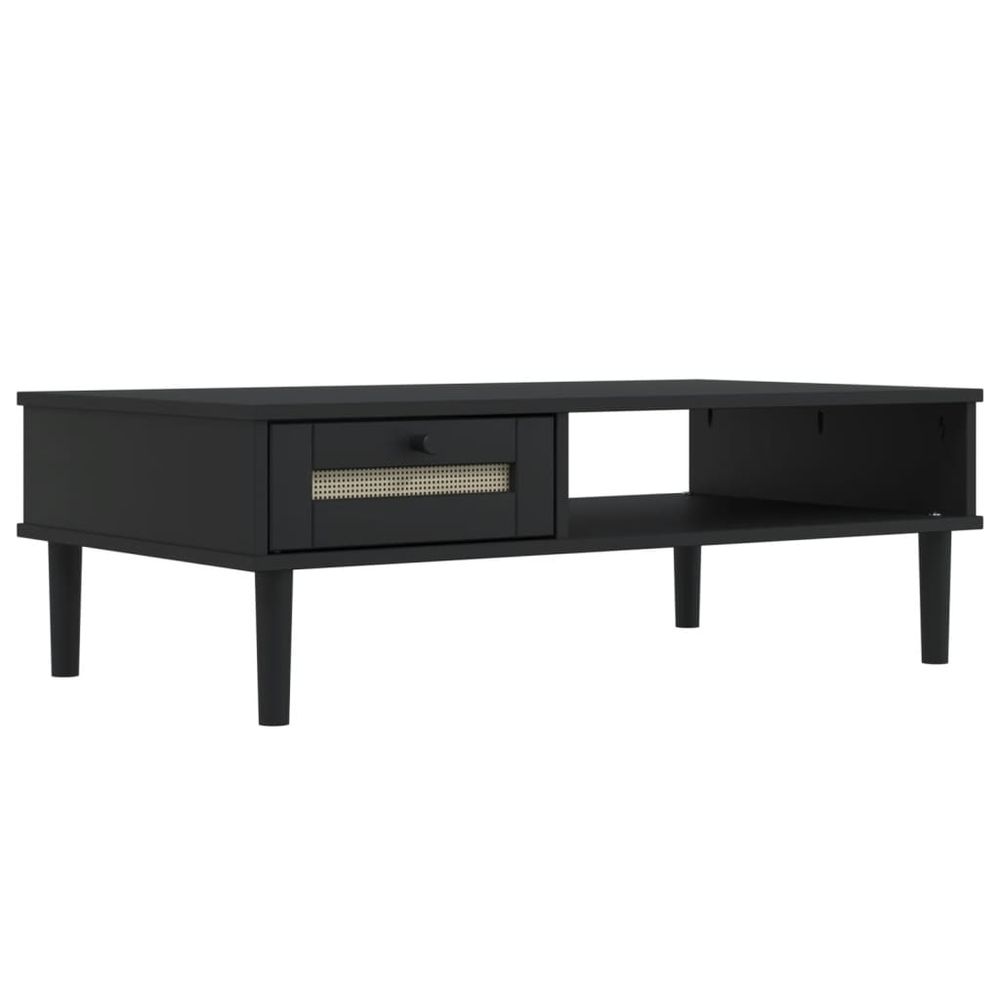 vidaXL Coffee Table SENJA Rattan Look Black 100x55x33 cm Solid Wood - anydaydirect