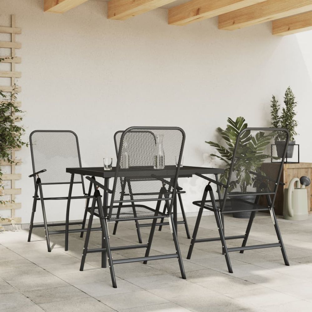 vidaXL 5 Piece Garden Dining Set Anthracite Metal Mesh - anydaydirect