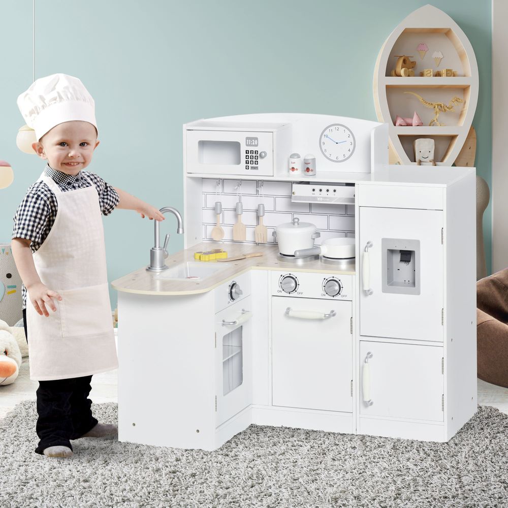 Kids Kitchen Play Kitchen Toy Set for Children Drinking Fountain White - anydaydirect