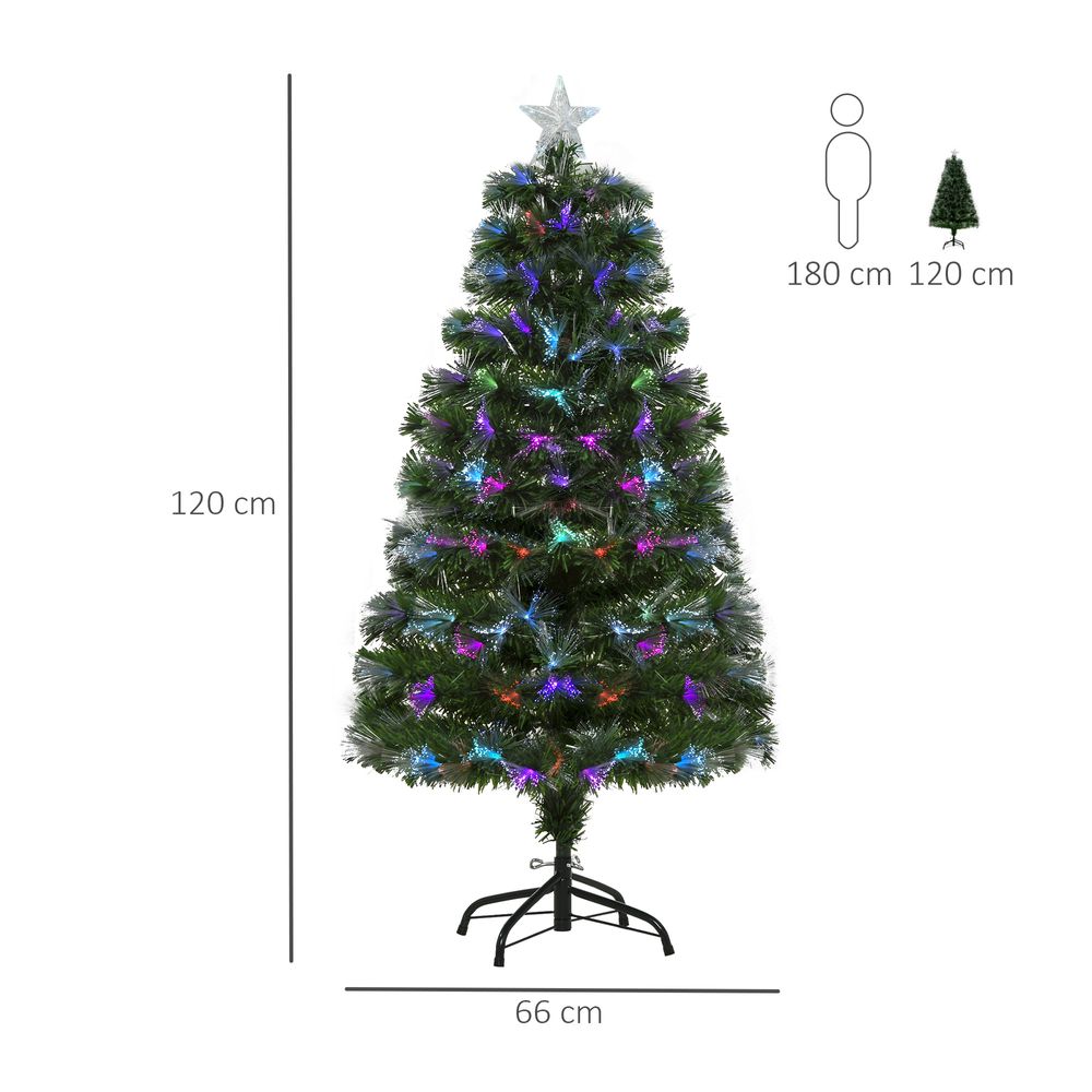 4FT Multicoloured Artificial Christmas Tree Fibre Optic Lights Star Holder - anydaydirect