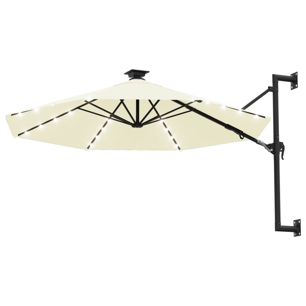 Wall-mounted Parasol with LEDs and Metal Pole 300 cm - anydaydirect