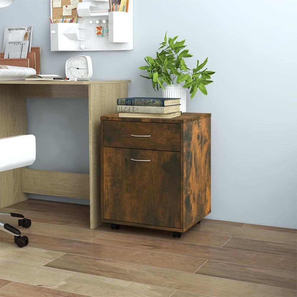 Rolling Cabinet Smoked Oak 45x38x54 cm Engineered Wood - anydaydirect