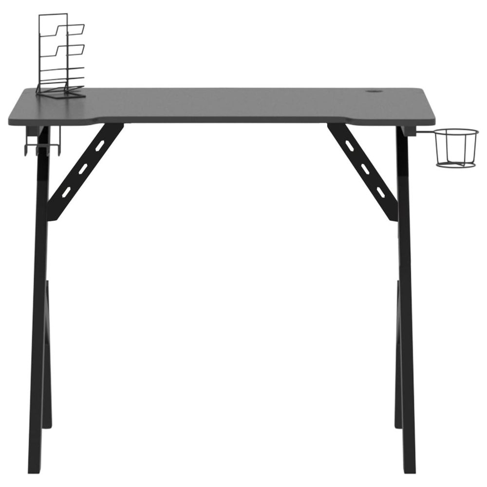 Gaming Desk with Y Shape Legs Black & Red 90x60x75 cm to 110x60x75 cm - anydaydirect