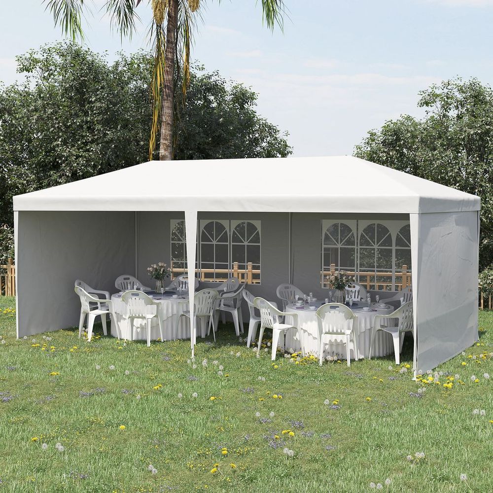 6m x 3m Garden Gazebo Marquee Canopy Party Tent Canopy Patio White - anydaydirect