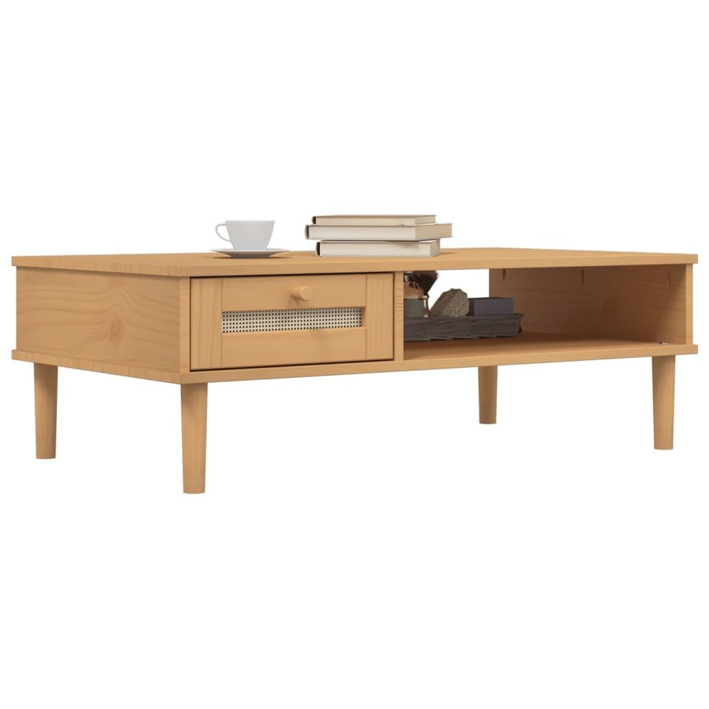 vidaXL Coffee Table SENJA Rattan Look Brown 100x55x33 cm Solid Wood - anydaydirect