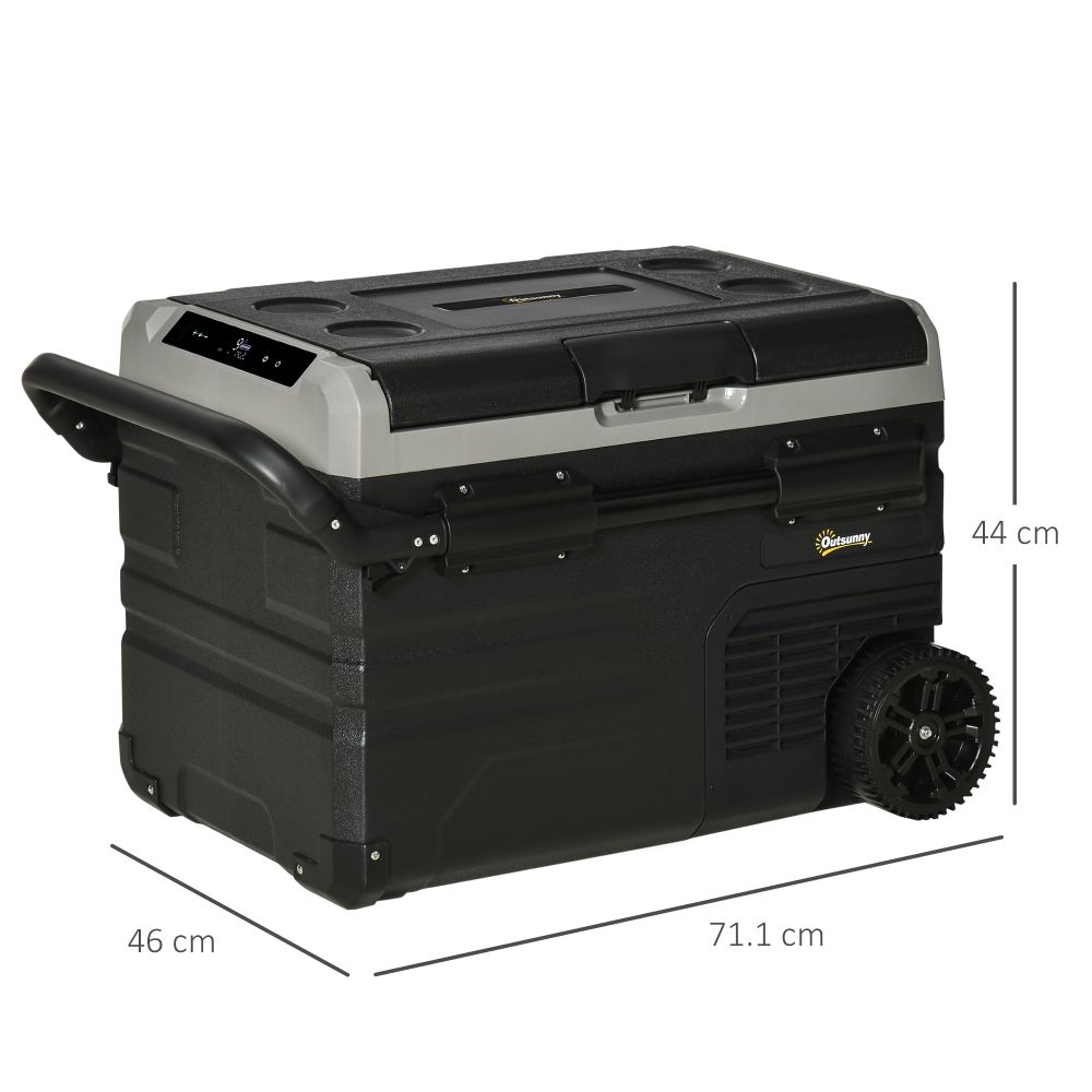 40L Car Refrigerator 12V Portable Freezer w/ Inner LED Light, Wheels Outsunny - anydaydirect