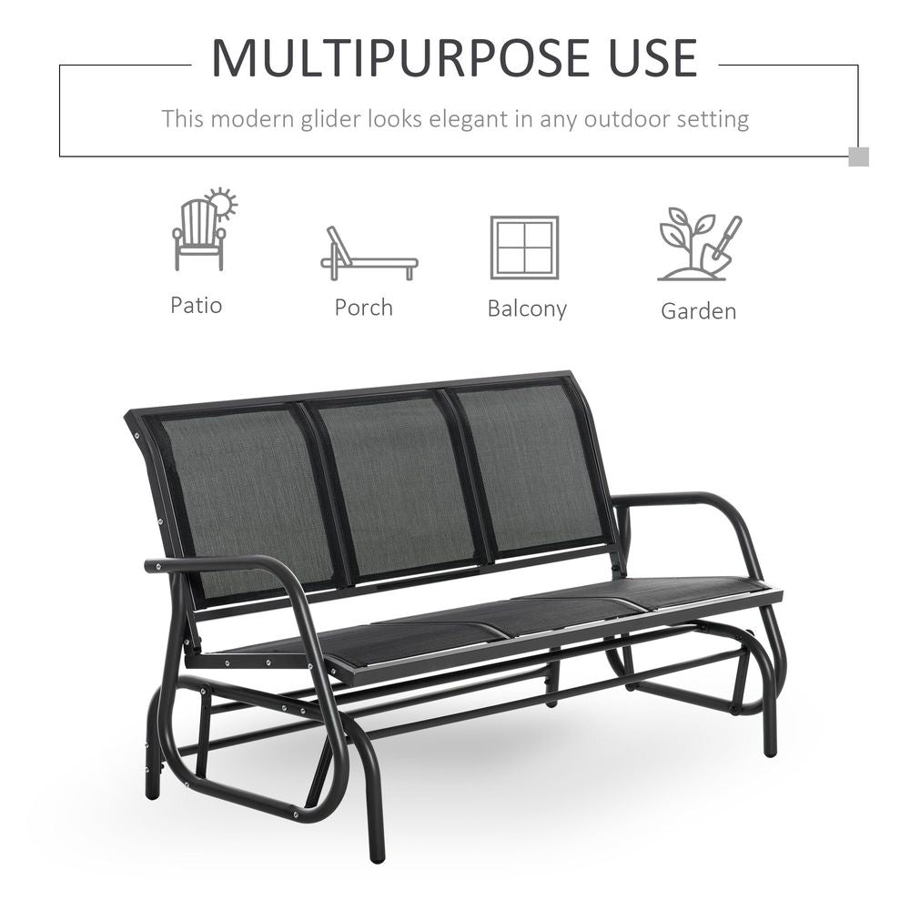 3-Seat Glider Rocking Chair for 3 People Bench Patio Furniture Metal Frame - anydaydirect