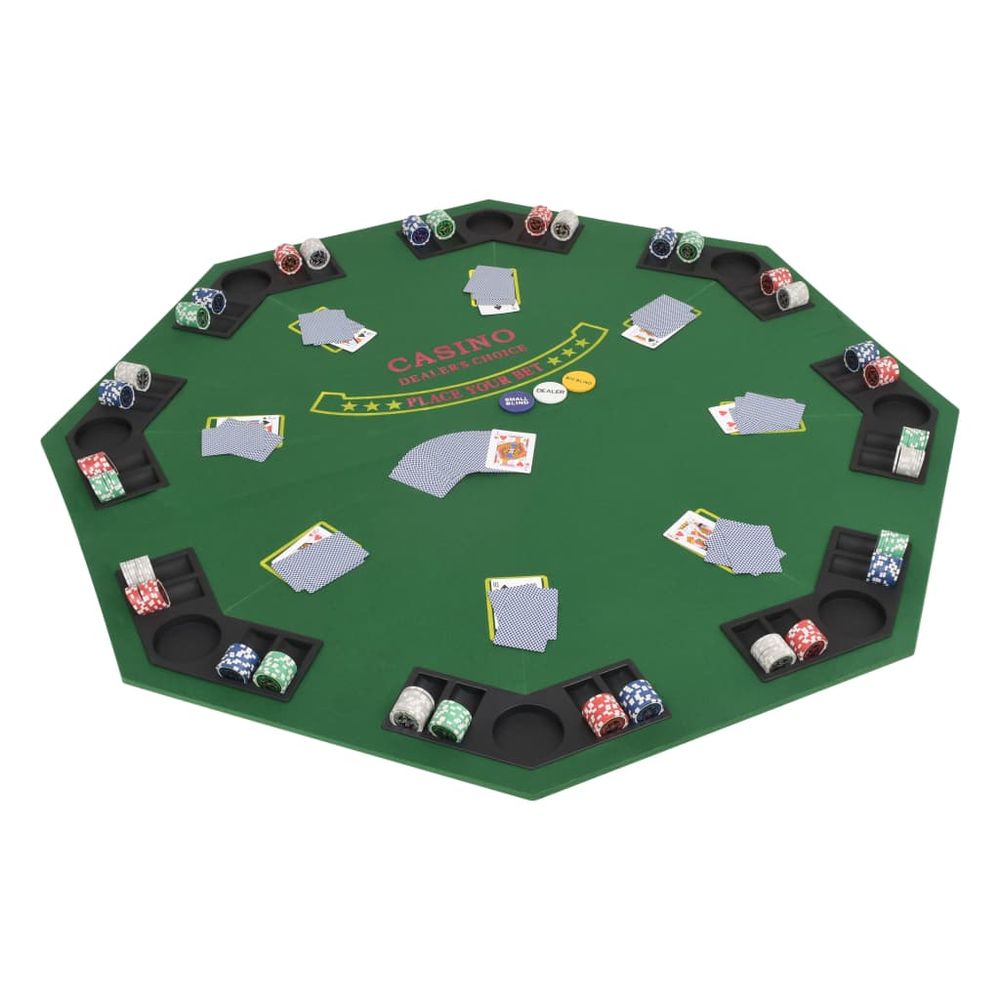 8-Player Folding Poker Tabletop 2 Fold Octagonal Green - anydaydirect