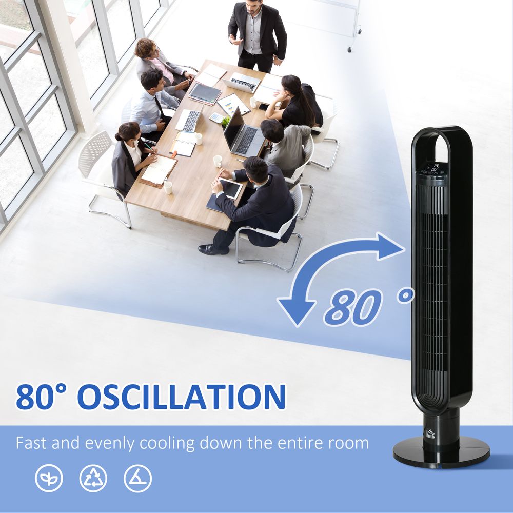 Tower Fan Cooling for Bedroom with Oscillating, 3 Sp, Timer, Black Home w/ RC, - anydaydirect