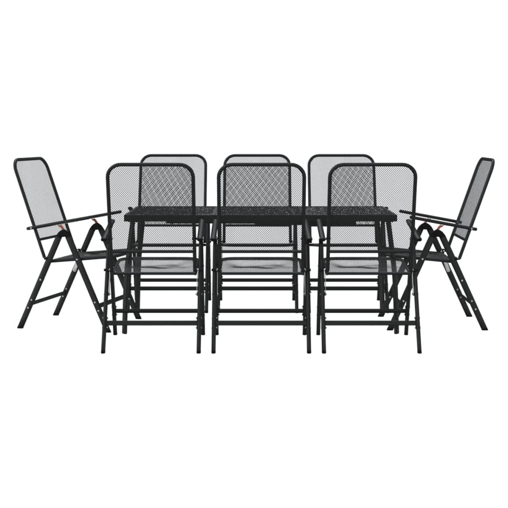 vidaXL 9 Piece Garden Dining Set Anthracite Metal Mesh - anydaydirect