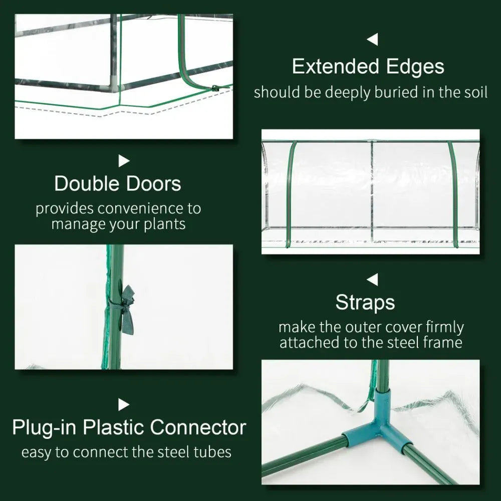 Tunnel Greenhouse Green Grow House Steel Frame Garden Outdoor 200 x 100 x 80cm - anydaydirect