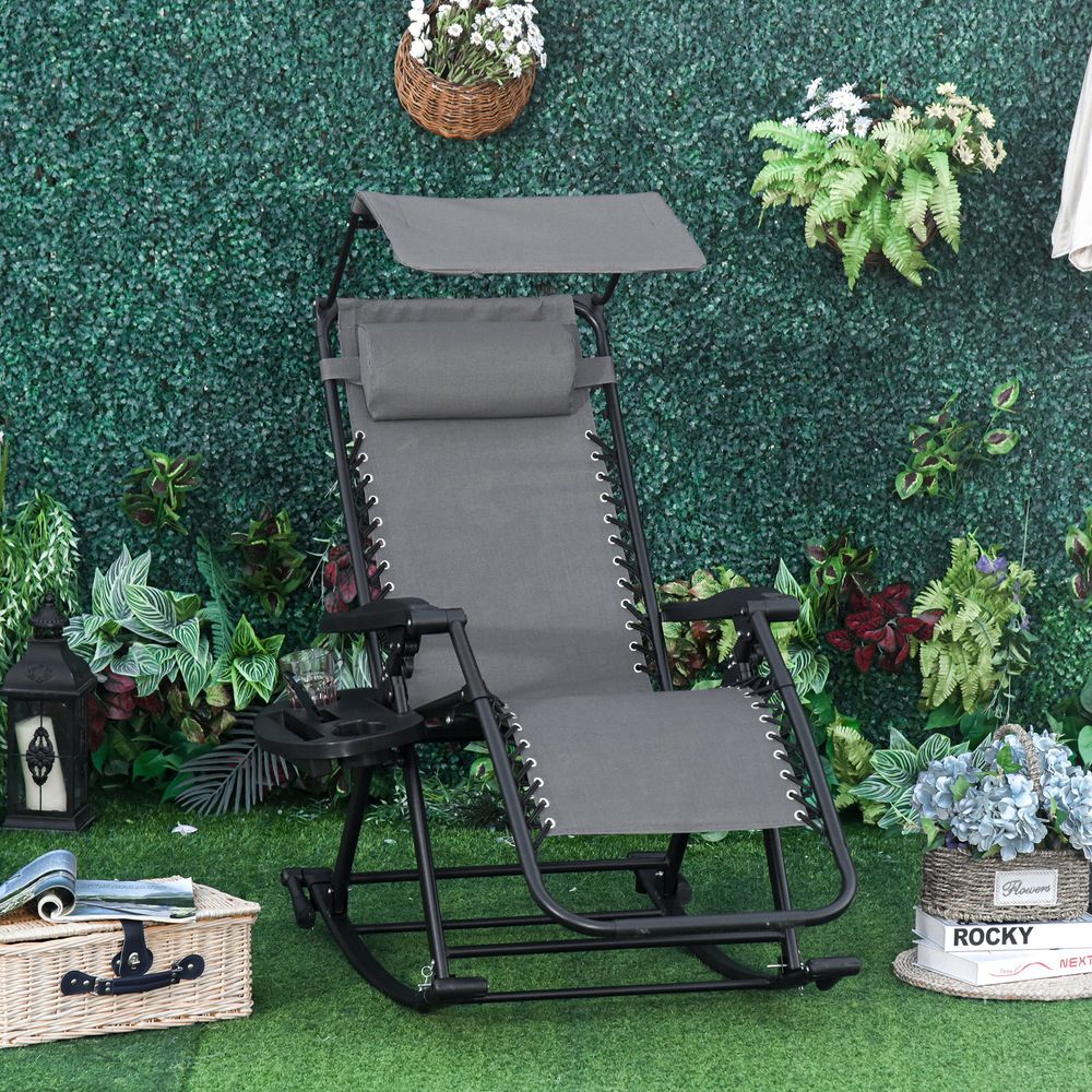 Folding Recliner Chair Outdoor Lounge Rocker Zero-Gravity Seat - anydaydirect